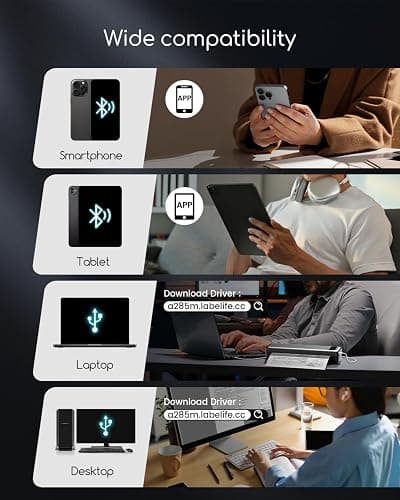Portable Printers Wireless for Travel, A285M Small Inkless Thermal Printer, Bluetooth Mobile Printer Support 8.5" X 11" Letter & A4 Thermal Paper, Compatible with iPhone Laptop for Home Office Receipt thumbnail 2