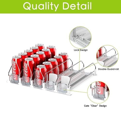 IBORING Drink Organizer for Fridge,Self Pushing Fridge Drink Organizer,Automatic Drink Dispenser for Fridge-Holds up to 25 Cans thumbnail 5