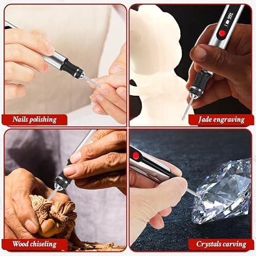 Kaibced Engraving Pen, Ultimate Cordless Engraving Pen for Artists & DIYers - Engrave 60+ Surfaces - Beginner Friendly- 30 Bits & Mastery Guide (Grey) thumbnail 6