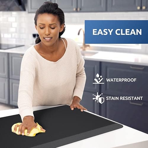 KitchenClouds Kitchen Mat Cushioned Anti Fatigue Rug 17.3"x28" Waterproof, Non Slip, Standing and Comfort Desk/Floor Mats for House Sink Office (Black) thumbnail 3