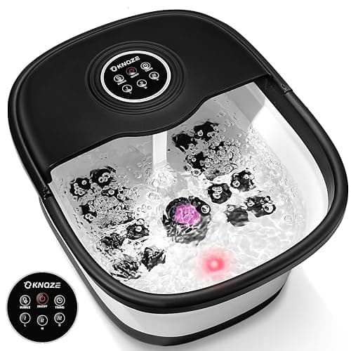 KNQZE Collapsible Foot Spa Bath with Heat, Remote Control, Temperature Control, Bubbles, Pumice Stone, Red Light, Timer, 16 Massage Roller Pedicure Foot Spa Foot Soaker for Soothe & Relax Tired Feet - Image 1