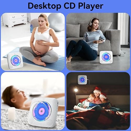 CD Player Portable: Kegaudio CD Players for Home with Speakers Bluetooth | White Wall Mounted CD Player with Radio, Remote Control, Removable Dust Cover Support USB/AUX Playback Headphone jack thumbnail 8