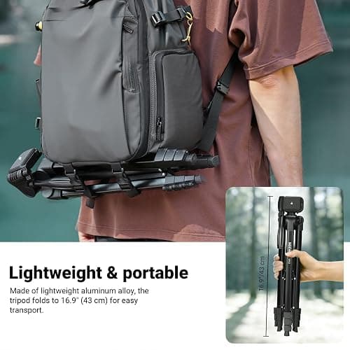 NEEWER Entry Level Version Tripod for Cell Phone & Camera, Metal Lightweight Portable Travel Stand with Cold Shoe Cellphone Holder Mount Compatible with iPhone for Video Recording Filming, TP53 thumbnail 7