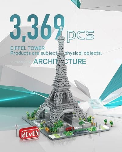 dOvOb Architecture Eiffel Tower Micro Blocks Set, 3369 Pieces Mini Bricks 3D Puzzle Toy, Gift for Adults and Kids thumbnail 4