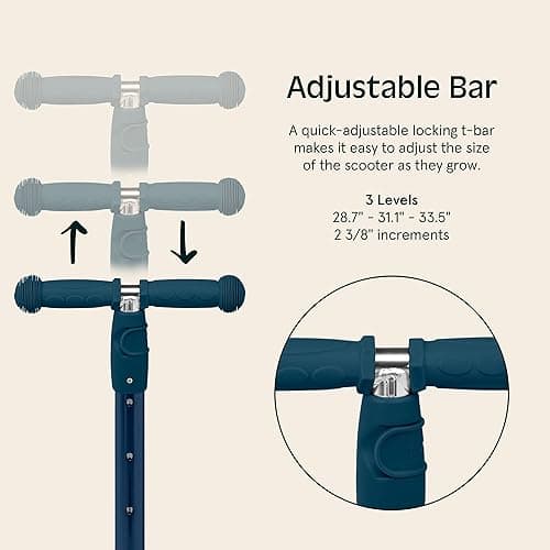 Retrospec Chipmunk Plus Kids’ Kick Scooter 3+ Years - Height Adjustable 3 Wheel Scooters - Learn to Steer, Foldable Seat, LED Lights, & No-Slip Deck - Navy thumbnail 3