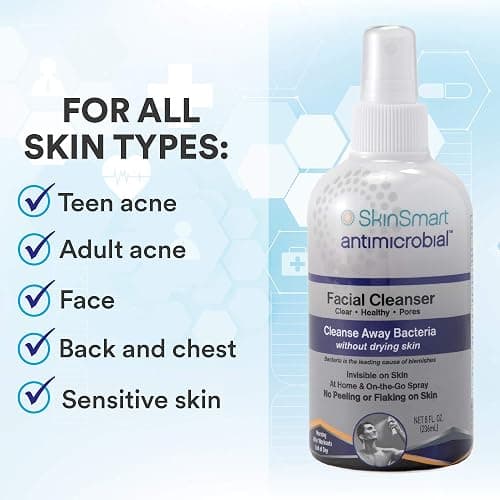 SkinSmart Facial Cleanser for Breakouts, Targets Bacteria for Post-Workout Pimples, Blemishes and Sweat Irritation; 8 oz Spray, Safe for All Ages: Adults and Teens thumbnail 3