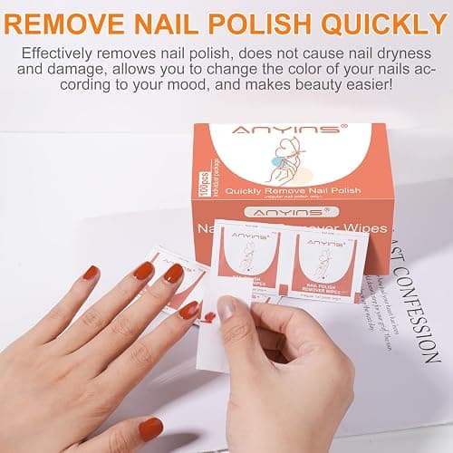 ANYINS Nail Polish Remover Pads，100PCS Nail Polish Remover Wipes Fast Remove with Nutrition Oil Individually Wrapped Professional Nail Salon and Home Use thumbnail 7