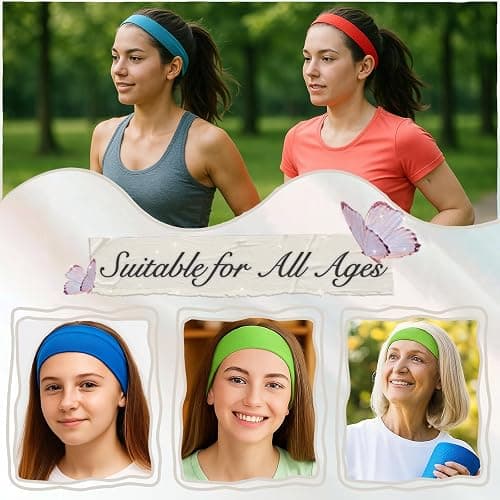 25 Pack Headbands for Women 25 Colors Head Bands for Women's Hair, Non Slip Stretchy Elastic Headbands for Yoga Running Gym thumbnail 5