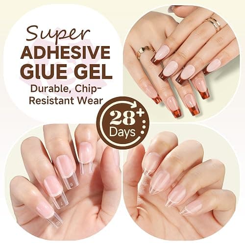 UNA GELLA 6 in 1 Gel Nail Glue for Clear Acrylic Nails Tips, 15ml UV Nail Glue Long Lasting Super Strong Brush for Base Coat, Clear Fake Nails, and Soft Gel Tips Lamp Curing Required thumbnail 2