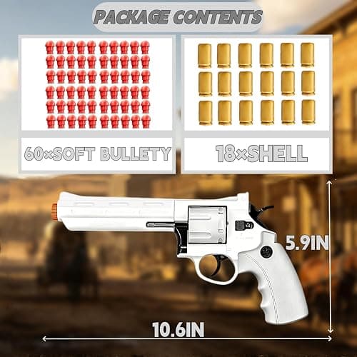 Toy Revolver Gun with Soft Bullets, Educational Model Gift for Ages 14+(White) thumbnail 2