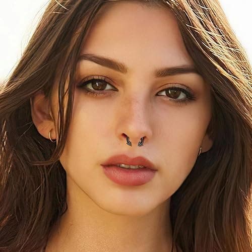 ONESING 16-20Pcs 16G Septum Rings Surgical Steel Nose Septum Jewelry Nose Piercing Jewelry Septum Horseshoe Helix Tragus Earring Lip Black Nose Hoop for Women Men thumbnail 6