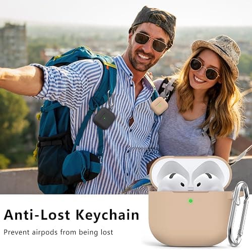 Ljusmicker for AirPods 4 Case Cover 2024 with Cleaner Kit,Soft Silicone Protective Cover for Apple AirPods 4th Generation for Women Men,AirPod 4 Case Accessories with Keychain-Brown thumbnail 5