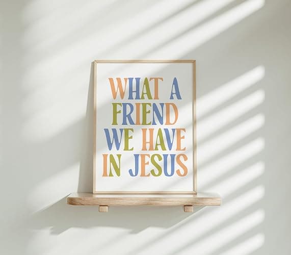 What A Friend We Have In Jesus, Christian Wall Art, Kids Christian Prints Church Nursery Decor Bible Verse Print Retro Poster What A Friend We Have In Jesus Wall Art thumbnail 4