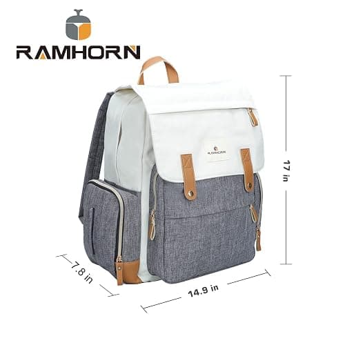 Ramhorn Diaper Bag Multifunction Travel Backpacks for Mom with Insulated Pockets and Laptop Compartment - Grey thumbnail 7
