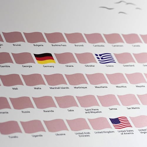 Envami Scratch Off World Map - Premium Rose Gold - Gift for Travellers - Made in Germany - 43cm x 68cm with 250 Flags of The World and U.S. States - Ideal Travel Tracker thumbnail 4