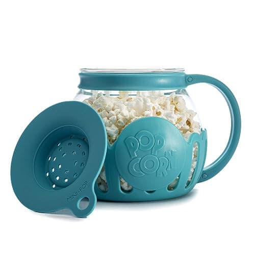 Ecolution Patented Micro-Pop Microwave Popcorn Popper with Temperature Safe Glass, 3-in-1 Lid Measures Kernels and Melts Butter, Made Without BPA, Dishwasher Safe, 1.5-Quart, Teal thumbnail 10