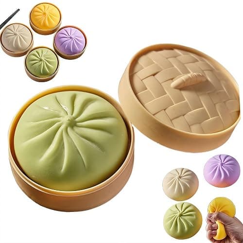 Giant Glitter Dumpling, Giant Mystery Dumplings, Glitter Dumpling S-quishy, Jumbo D-umpling S-quishy Toy with Steamer Box,Large Stress Relief Sensory Ball for Adults & Kids - Image 1