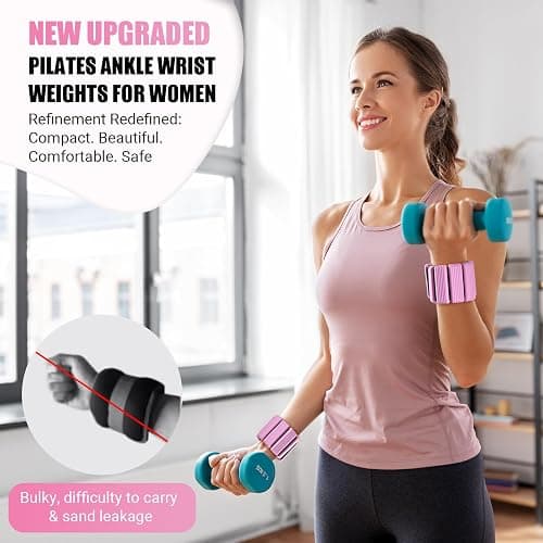 Pilates Wrist Ankle Weight for Women, Adjustable Weight Set of 2 | Soft Silicone, Strong Hook & Loop, Wearable Arm Leg Weight for Walking, Yoga, Barre, Strength Training at Gym & Home thumbnail 3