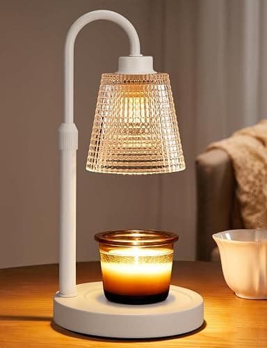 White Candle Warmer Lamp with Timer, Dimmable Candle Warmer for Jar Candles, Height Adjustable Wax Melts Warmer, Birthday Gifts for Women Mom, House Warming Gifts New Home Decor - Image 1