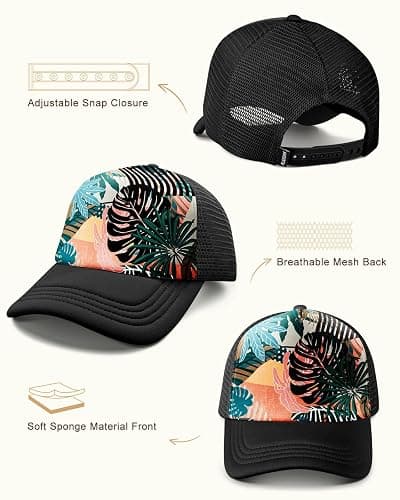 Flafens Women's Trucker Hat– Cute Summer Baseball Caps for Women and Girls Golf Ball Hats with Adjustable Snapback thumbnail 3