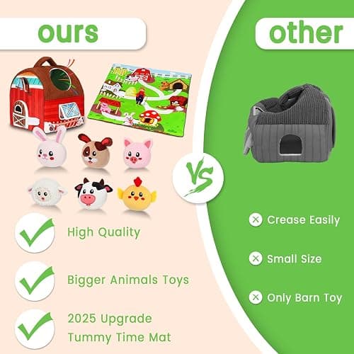 Avesa Baby Toys 6-12 Months - Soft Barn Toy with Stuffed Farm Animals, Rattle - Montessori Toys for Babies 6-12 Months Sensory Infant Toy for Toddlers 1-3 Year Old Boy Girl Baby Birthday thumbnail 7