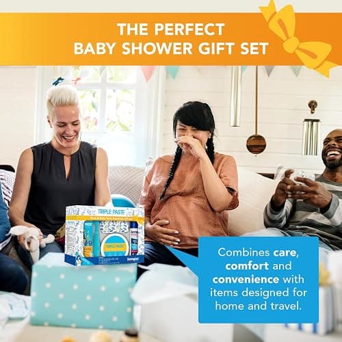 Triple Paste Mom & Baby Early Essentials Gift Set with 5 Items, Diaper Rash Ointment 8oz Jar & 2oz Tube, Spatula Applicator, Dermoplast Spray, and Multi-Use Cover, Shower Gifts for Moms thumbnail 2