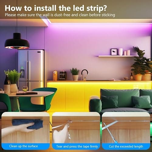 LED Strip 10m, LED Streifen Bluetooth RGB Led Band Selbstklebend mit Fernbedienung und APP. Musik Sync, Timer-Einstellung Dimmbar Led Stripes Lichterkette für Zimmer Partei deko thumbnail 8