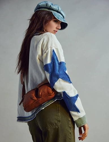 WINSASI Women Cotton Oversized Shirts Lightweight Long Sleeve Crewneck Star Pullover Sweatshirt Hoodies 2025 Spring Clothes thumbnail 5
