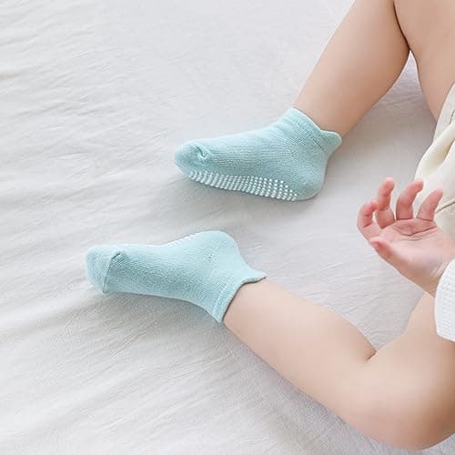 Aroveea Non Slip Grip Ankle Baby Socks 12 Pack for Toddler Boys and Girls Kids Infant Baby Cute Cotton Socks thumbnail 7
