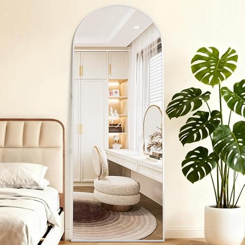 NEUWEABY Full Length Mirror 58"x18" Arch Floor Mirror with Stand Arched Mirror Full Body Mirror White Standing Hanging or Leaning Against Wall for Bedroom Entry, Bedroom, Living Room thumbnail 4