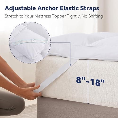LeWinBedding 3 Inch White Goose Feather Mattress Topper,Twin Feather Bed Topper,Mattress Cover with Straps,Ultra Soft Pillowtop,100% Cotton Fabric(39”x75”) thumbnail 4