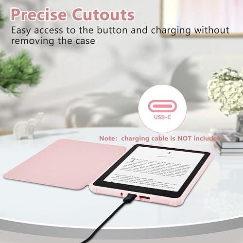 KBCASE Case for 7" Kindle Paperwhite (12th Generation - 2024) and Kindle Colorsoft Signature Edition, Slim Smart Cover with Auto Wake/Sleep for Kindle Paperwhite 7 inch (Light Pink) thumbnail 6