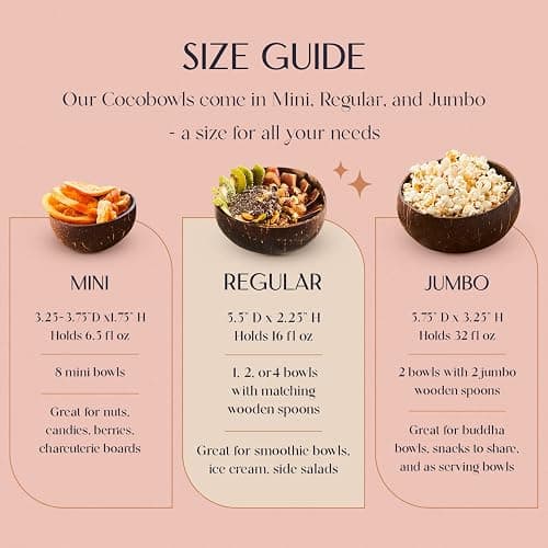 COCOBOWLCO Coconut Bowl Set with Wooden Spoons – White Elephant Gifts For Adults, Christmas Gifts. Eco-Friendly Acai Bowls, Yogurt Bowls & Smoothie Bowl – Ideal for Ninja Creami (4, Polished) thumbnail 2