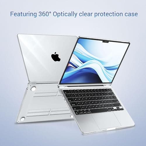 MOSISO Compatible with MacBook Air 13 inch Case M5 2026 M4 2025 M3 M2 2024-2022 A3449 A3240 A3113 A2681, Hard Shell&Keyboard Cover&Screen Film&Type C for MacBook Air 13.6 inch Case, Crystal Clear thumbnail 9