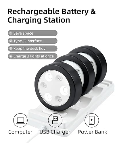 EZVALO Picture Lights for Wall, Rechargeable Battery Magnetic Poster Lights with 3 Color Temps & 12 RGB, Remote Dimmable Timer Light, Wall Decor Light for Art Display (6 Pack with Charging Station) thumbnail 2