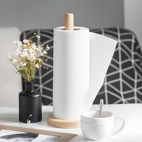 KitchLife Wooden Paper Towel Holder Countertop - Solid Freestanding Paper Towel Dispenser Stand with Anti-Skid Base thumbnail 7