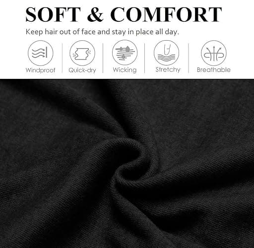 Huachi Black Headbands for Women Wide Headbands for Women Non Slip Thick Womens Headband Boho Elastic Hair Bands for Women's Hair Stretchy Sweat Head Band for Workout Running Working thumbnail 3