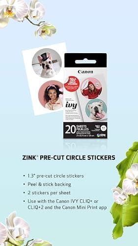 Canon Ivy Zink Pre-Cut Circle Sticker Paper, 20 Sheets (Pack of 2) thumbnail 3