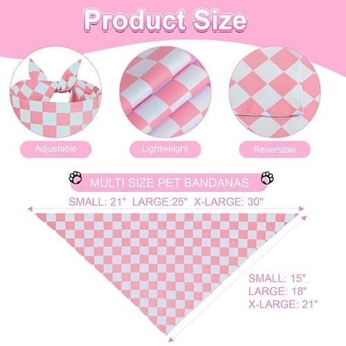 QUQULE Dog Bandana Girl Large 2PCS, Pink Spring Scarf, Durable Triangle Reversible Bibs Handkerchief for Puppy Pet thumbnail 2