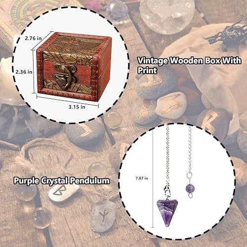 Knana 6Pcs Pendulum Board for Divination - Pendulum Crystal for Dowsing, Tarot Dice Astrology Dice with Box, Wiccan Supplies and Tools, Tarot Divination for Beginners thumbnail 3