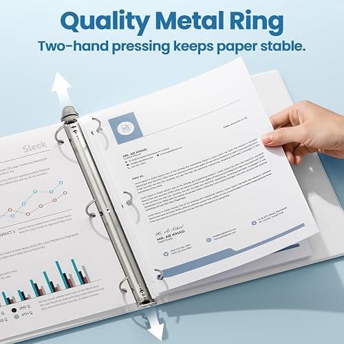 SUNEE 3 Ring Binder 2 Inch 2 Pack, Clear View Three Ring PVC-Free (Fit 8.5x11 Inches) for School or Office Supplies, White thumbnail 3