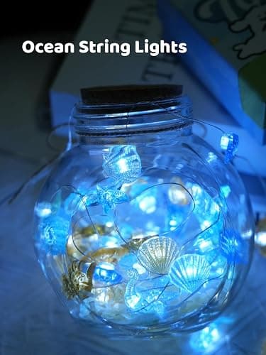 Yoitomehy Ocean Decor Sea Turtles, Shells, Conchs, and Seahorses String Lights, 30 LEDs 10ft Battery Powered, Beach Ocean Under the Sea Party Decorations for Bedroom Ocean Themed Party Classroom thumbnail 4