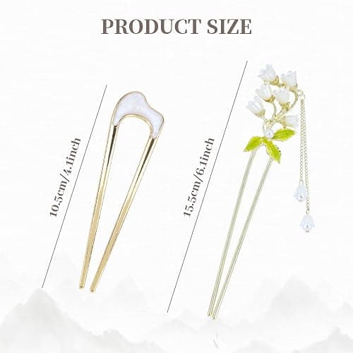 Lawie 10 Pack Cute Flower Butterfly U Shaped Gold Metal Hair Fork Pins Curved Chopsticks for Hair Sticks with Dangles French Hair Pins Bun Holder Decorative Hair Accessories for Women Girls thumbnail 2