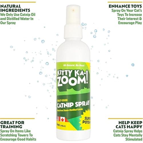 KITTY KA-ZOOM Catnip Spray for Cats, 4 oz | Steam-Distilled Mist | Steam-distilled catnip spray for cats; revives toys, redirects scratching, sparks zoomies; grown in Canada & USA thumbnail 3