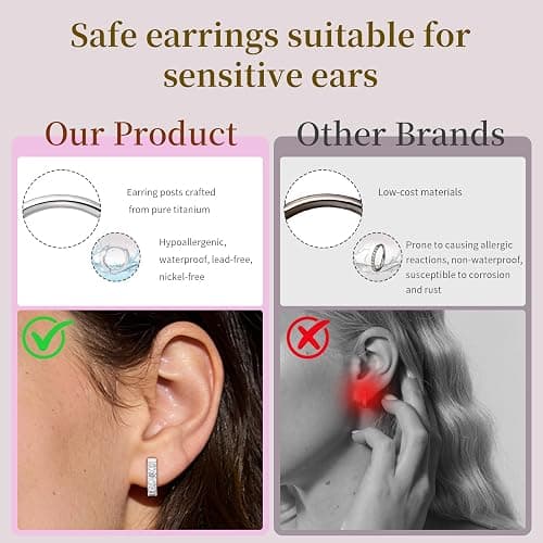 Limerencia G23 Pure Titanium Huggie Hoop Earrings, Hypoallergenic Cartilage Huggie Hoops Small Cubic Zirconia Cuff Earrings Mini Piercing Jewelry for Women Sensitive Ears thumbnail 4