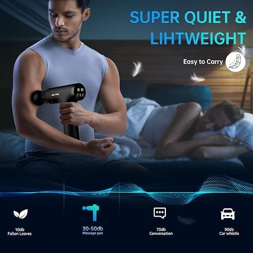 Gvber Massage Gun, Massage Gun Deep Tissue, Handheld Back Massager for Athletes, Percussion Muscle Massager with 6 Attachments & 30 Speed (Black) thumbnail 3