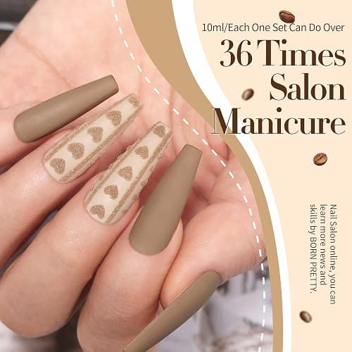 Born Pretty Gel Nail Polish 6 Colos,Nude Brown Skin Tone,Roasted Chestnuts Chocolate Gel Polish Collection Neutral Beige Khaki Gel Polish Kit All Seasons Nail Art Manicure DIY for Home Salon thumbnail 5