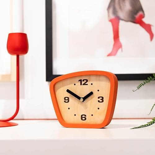Little Top Creations Handcrafted Mid-Century Modern Clock – Silent Movement for Desk, Table & Mantel, No-Ticking Analog MCM Decor | Made in USA thumbnail 4