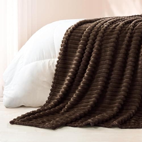 Exclusivo Mezcla Striped Fleece Throw Blanket for Couch, Sofa, Coffee | 50"x60" Soft Breathable Cozy Bed Blankets, Lightweight Plush Fluffy Fuzzy Jacquard Decorative Bedding thumbnail 7