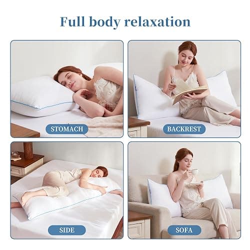 YZ HOME Memory Foam Body Pillow Insert - Full Body Pillow for Adults - Soft Large Long Bed Pillow for Side Sleeper (White, 20 Inchx54 Inch) thumbnail 5